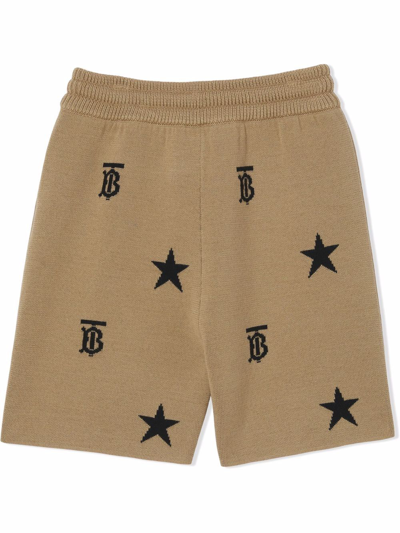 Shop Burberry Tb Monogram Knitted Shorts In Neutrals