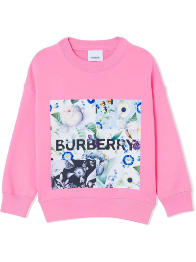 Shop Burberry Logo-print Long-sleeve Sweatshirt In Pink