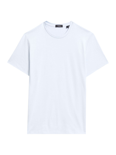Shop Theory Regular-fit Clean Silk & Cotton T-shirt In Misty Blue