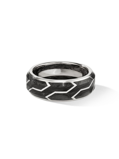 Shop David Yurman Men's 18k White Gold & Forged Carbon Band Ring