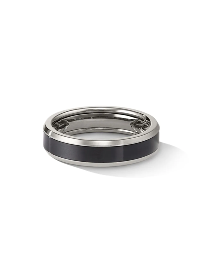 Shop David Yurman Men's Titanium Beveled Band Ring In Silver