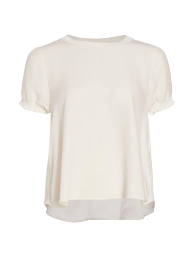 Shop Cinq À Sept Lenna Silk T-shirt In Ivory