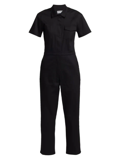 Shop Rivet Utility Women's Worker Cotton-blend Short-sleeve Jumpsuit In Black