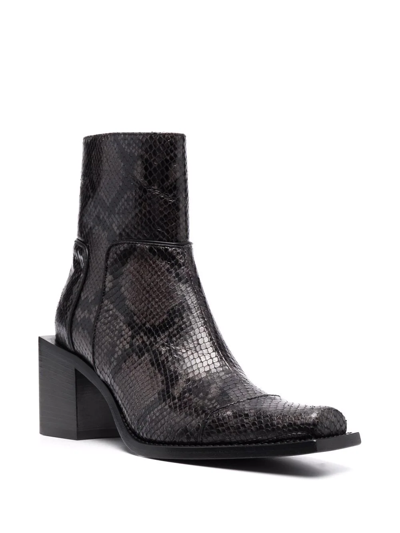 Buttero Snakeskin Ankle Boots In Black