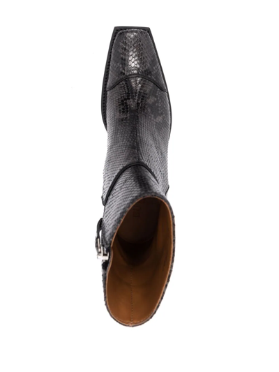 Buttero Snakeskin Ankle Boots In Black