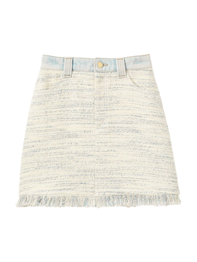 Shop Sandro Women's Bertille Tweed & Denim Mini Skirt In Ecru Bleu