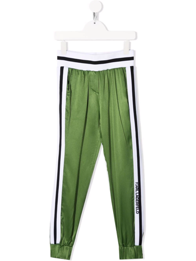 Shop Karl Lagerfeld Logo-tape Detail Leggings In Green