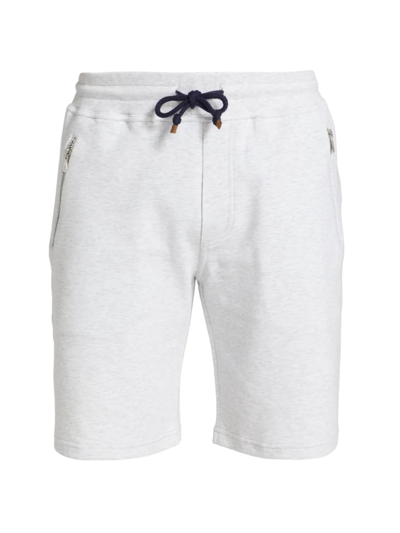 Shop Brunello Cucinelli Drawstring Cotton-blend Shorts In Pearl
