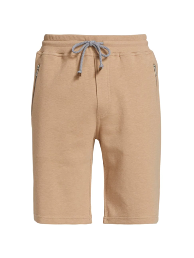 Shop Brunello Cucinelli Drawstring Cotton-blend Shorts In Medium Brown