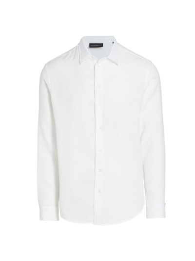 Shop Emporio Armani Men's Seersucker Cotton Sport Shirt In White