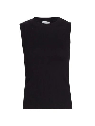 Shop Brunello Cucinelli Cotton Tank Top In Nero