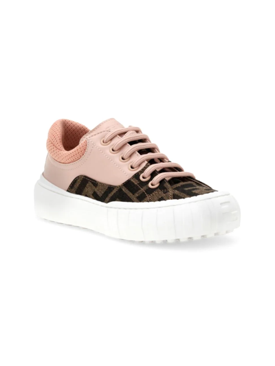 Shop Fendi Little Kid's & Kid's Logo Force Low-top Sneakers In Pink
