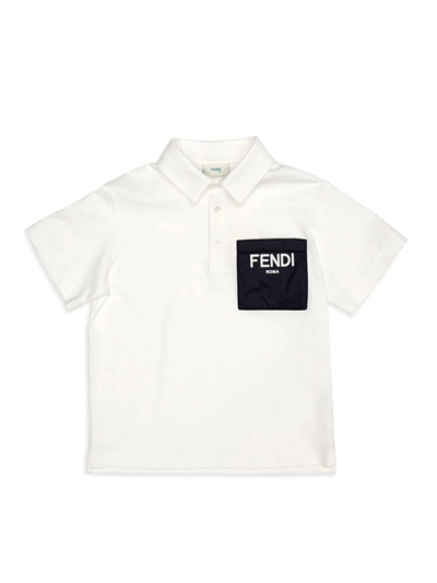 Shop Fendi Little Boy's & Boy's Contrast Pocket Polo Shirt In Navy White