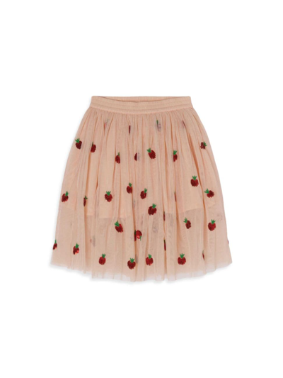 Shop Stella Mccartney Little Girl's & Girl's Strawberry Embroidered Tulle Skirt In Pink