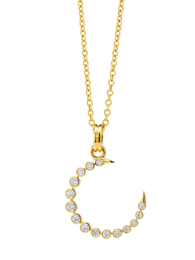 Shop Syna Women's Cosmic 18k Gold & Champagne Diamond Crescent Charm