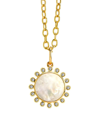 Shop Syna Women's Cosmic 18k Yellow Gold, Mother-of-pearl, & Diamond Sun Pendant Necklace