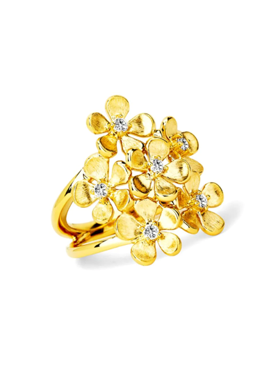 Shop Syna Women's Jardin 18k Gold & Diamond Satin Flower Ring