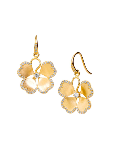 Shop Syna Women's Jardin 18k Gold & Diamond Satin Flower Earrings