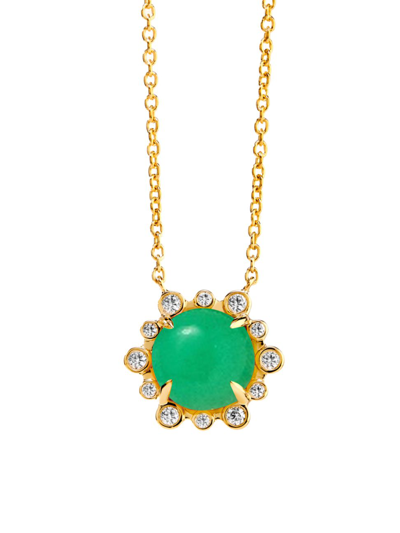 Shop Syna Women's Mogul 18k Gold, Diamond & Chrysoprase Hex Necklace