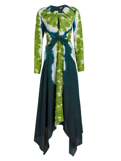 Shop Altuzarra Women's Adikia Asymmetric Tie-dye Dress In Samphire Shibori
