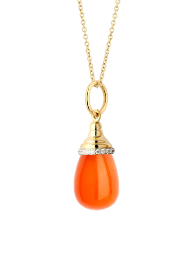 Shop Syna Women's Mogul 18k Gold, Diamond & Orange Chalcedony Mini Drop Necklace