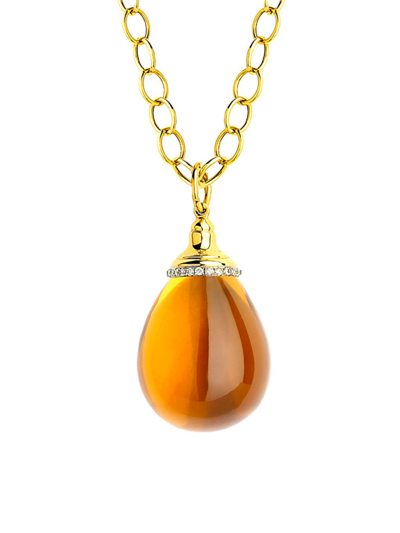 Shop Syna Women's Mogul 18k Yellow Gold, Citrine, & Diamond Pendant Necklace