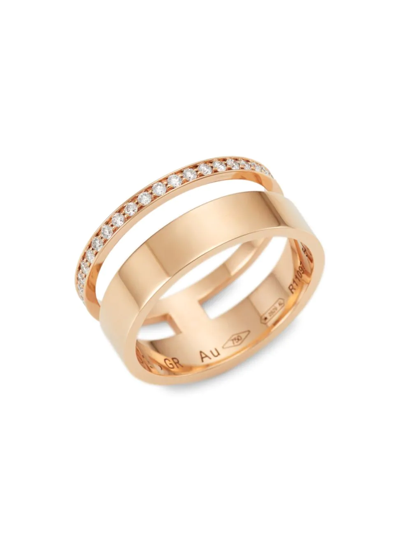 Shop Repossi Women's Berbere 18k Pink Gold & Diamond Double-band Ring In Rose Gold