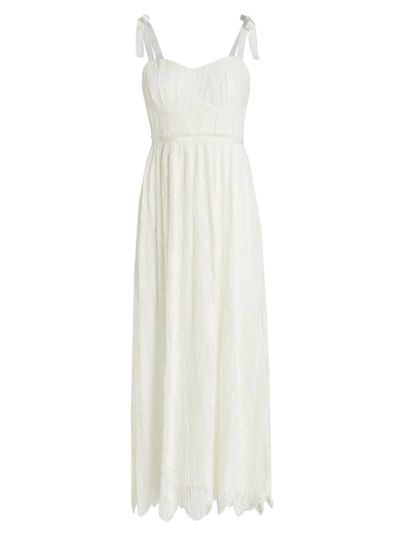 Shop Jonathan Simkhai Women's Bonnie Silk & Lace Plisse Bustier Midi-dress In White