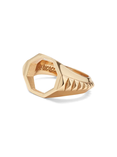 Shop Emanuele Bicocchi Men's Gold-plated Sterling Silver Open Signet Ring