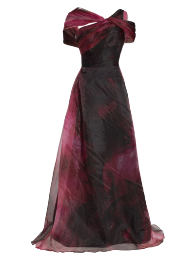 Shop Rene Ruiz Collection Women's Twisted Off-the-shoulder Organza Gown In Pink Smoke