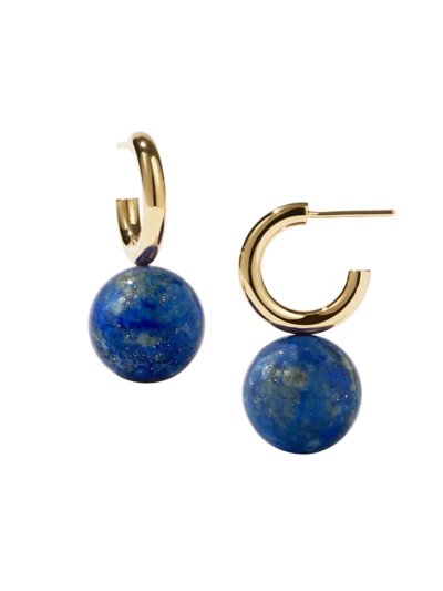 Shop Meadowlark Women's Paradis Maya Large 9k Gold & Lapis Hoop Earrings In Blue