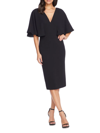 Shop Dress The Population Women's Louisa Flutter-sleeve Dress In Black