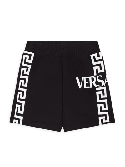 Shop Versace Baby Boy's Greca Fleece Shorts In Black