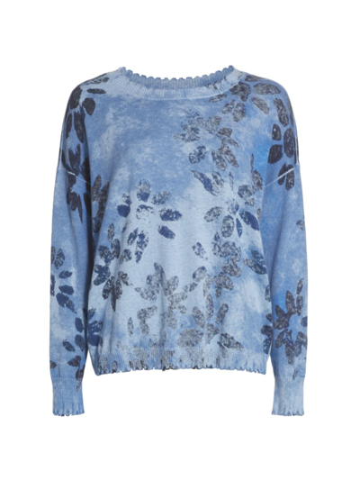 Shop Nic + Zoe Women's Horizon Petal Sweater In Blue Multi