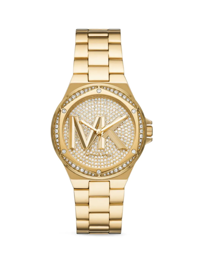 Shop Michael Kors Women's Lennox Three-hand Goldtone Stainless Steel Watch In Neutral