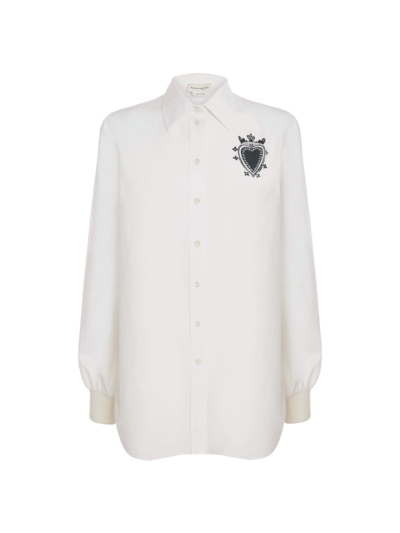Shop Alexander Mcqueen Heart-print Shirt In White Black