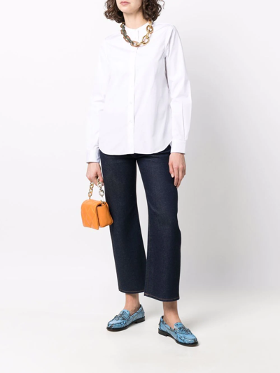 Aspesi Band-collar Cotton Shirt In White
