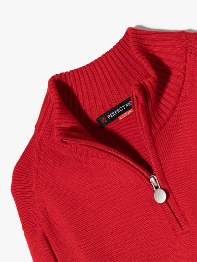 Shop Perfect Moment Logo-intarsia Half-zip Jumper In Red