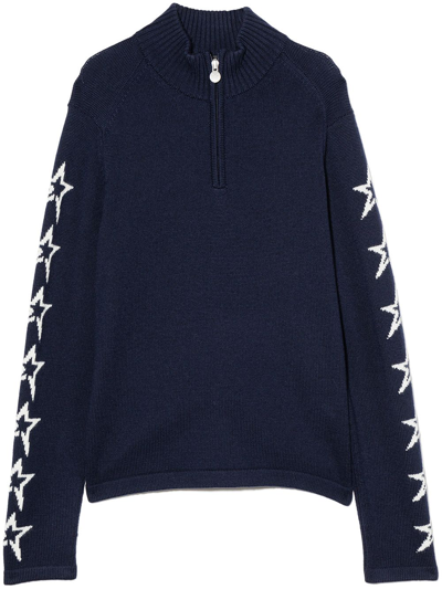 Shop Perfect Moment Star-print Zip-up Jumper In Blue