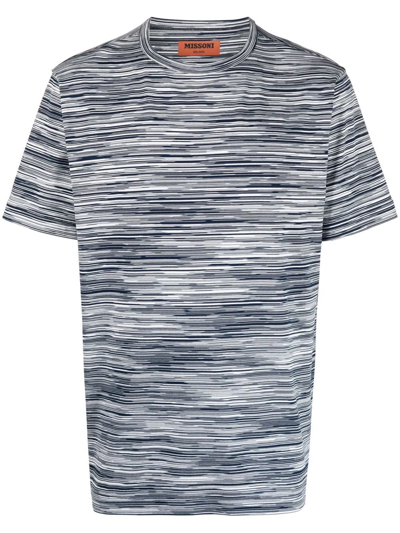 Shop Missoni Marled Striped T-shirt In Blue