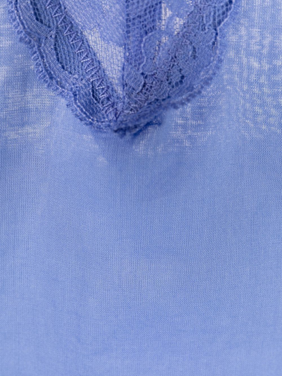 Shop Zimmermann Floral-lace Detail Bodysuit In Blue