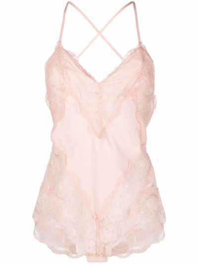 Shop Zimmermann Floral-lace Detail Bodysuit In Pink