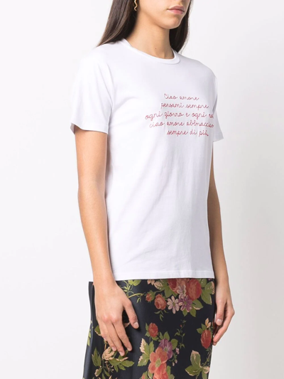 Shop Giada Benincasa Embroidered Slogan T-shirt In White