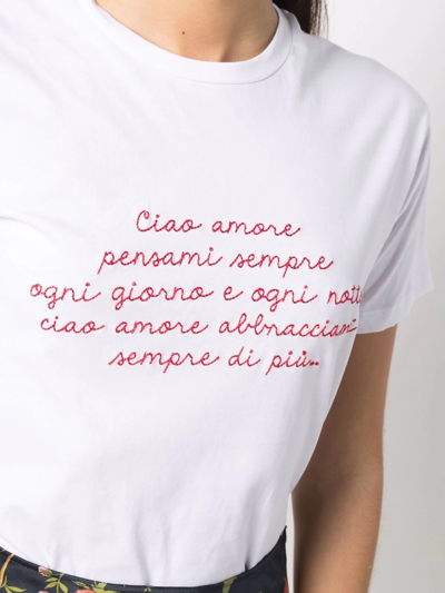 Shop Giada Benincasa Embroidered Slogan T-shirt In White