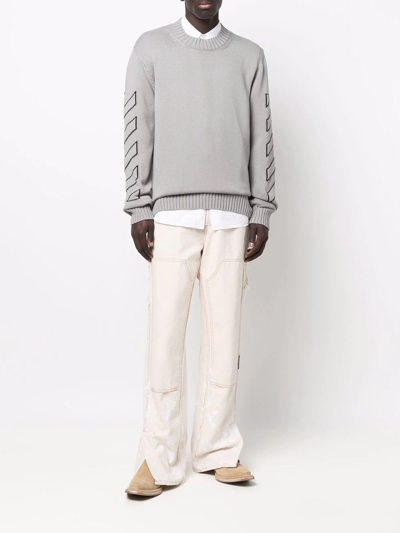 Shop Off-white Logo-embroidered Jumper In Grey