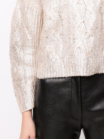Shop Stella Mccartney Long-sleeve Cable-knit Jumper In Silver