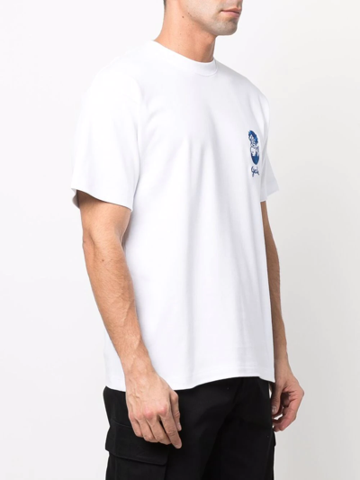 Shop Gcds Logo-embroidered Cotton T-shirt In White