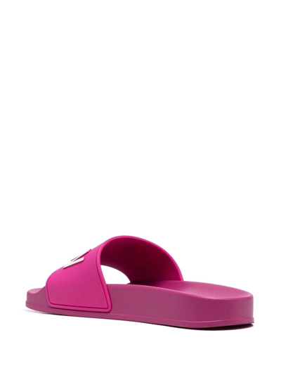 Shop Dsquared2 Icon-print Slip-on Slides In Pink