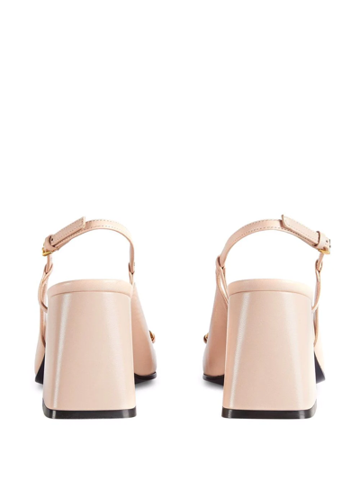 Shop Gucci Horsebit Mid-heel Slingback Pumps In Neutrals