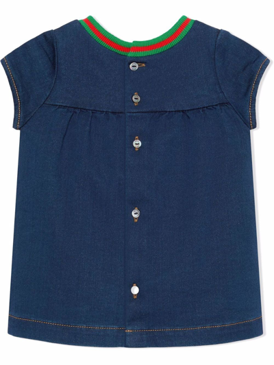 Shop Gucci Logo-patch Denim Dress In Blue